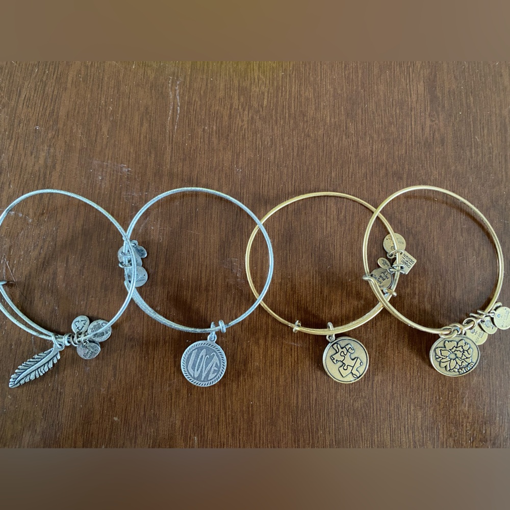 Alex and Ani Gold and Silver Charm Bracelets bundle